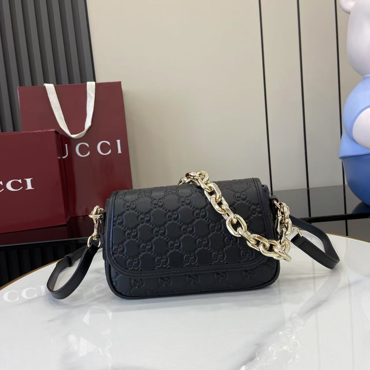 Gucci GG Emblem Small Shoulder Bag - DesignerGu