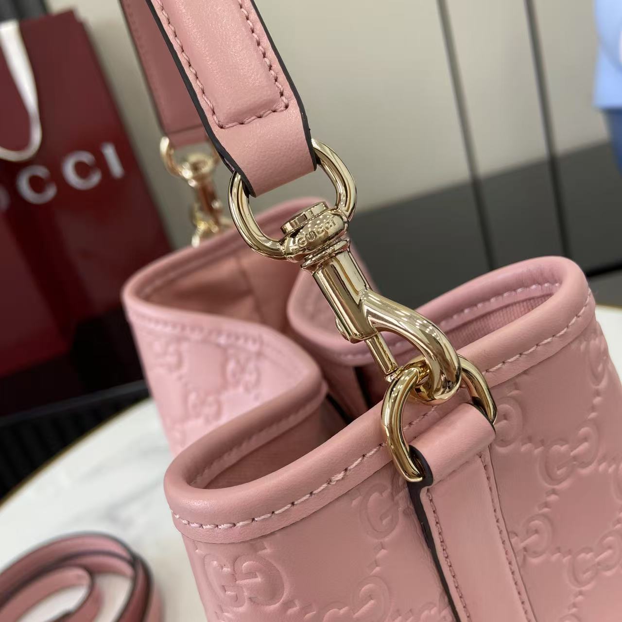 Gucci GG Emblem Nano Bucket Bag - DesignerGu