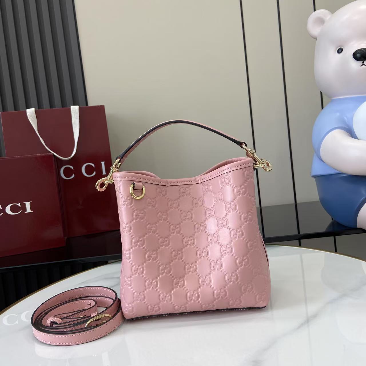 Gucci GG Emblem Nano Bucket Bag - DesignerGu