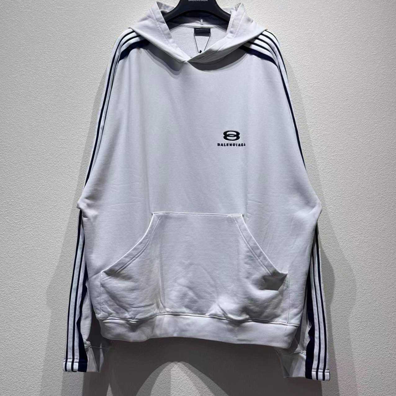 Balenciaga Unity Sports Bal Large Hoodie In Dirty White And Black Dry Fleece - DesignerGu