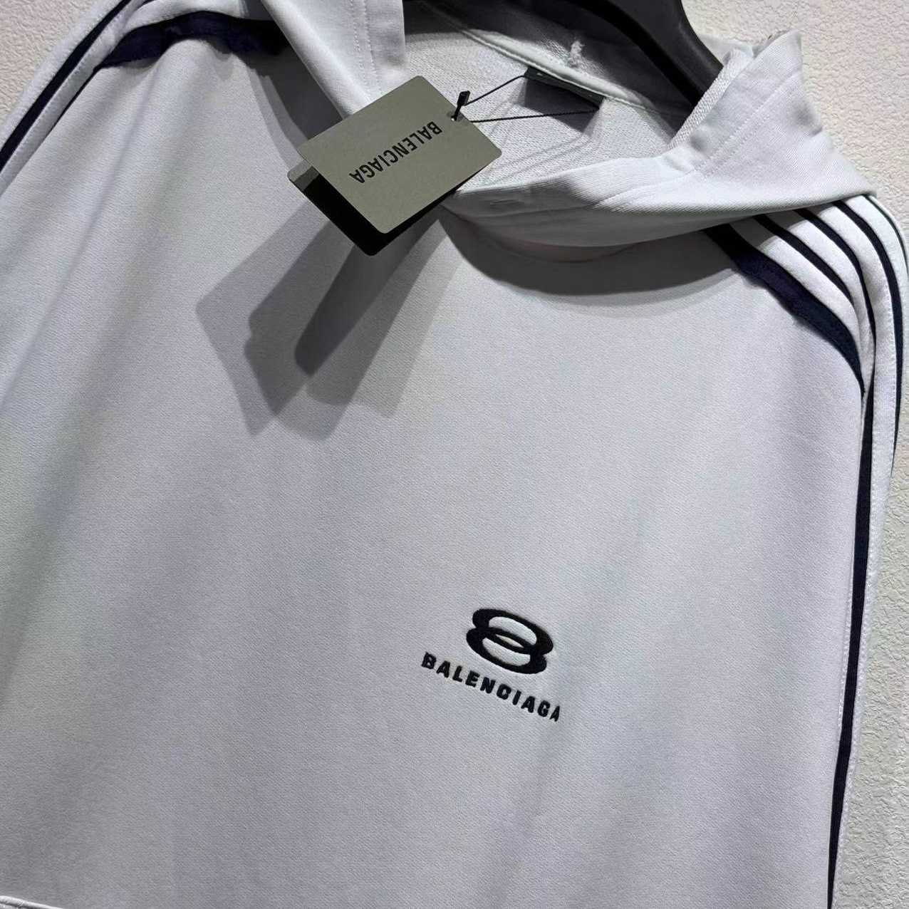 Balenciaga Unity Sports Bal Large Hoodie In Dirty White And Black Dry Fleece - DesignerGu