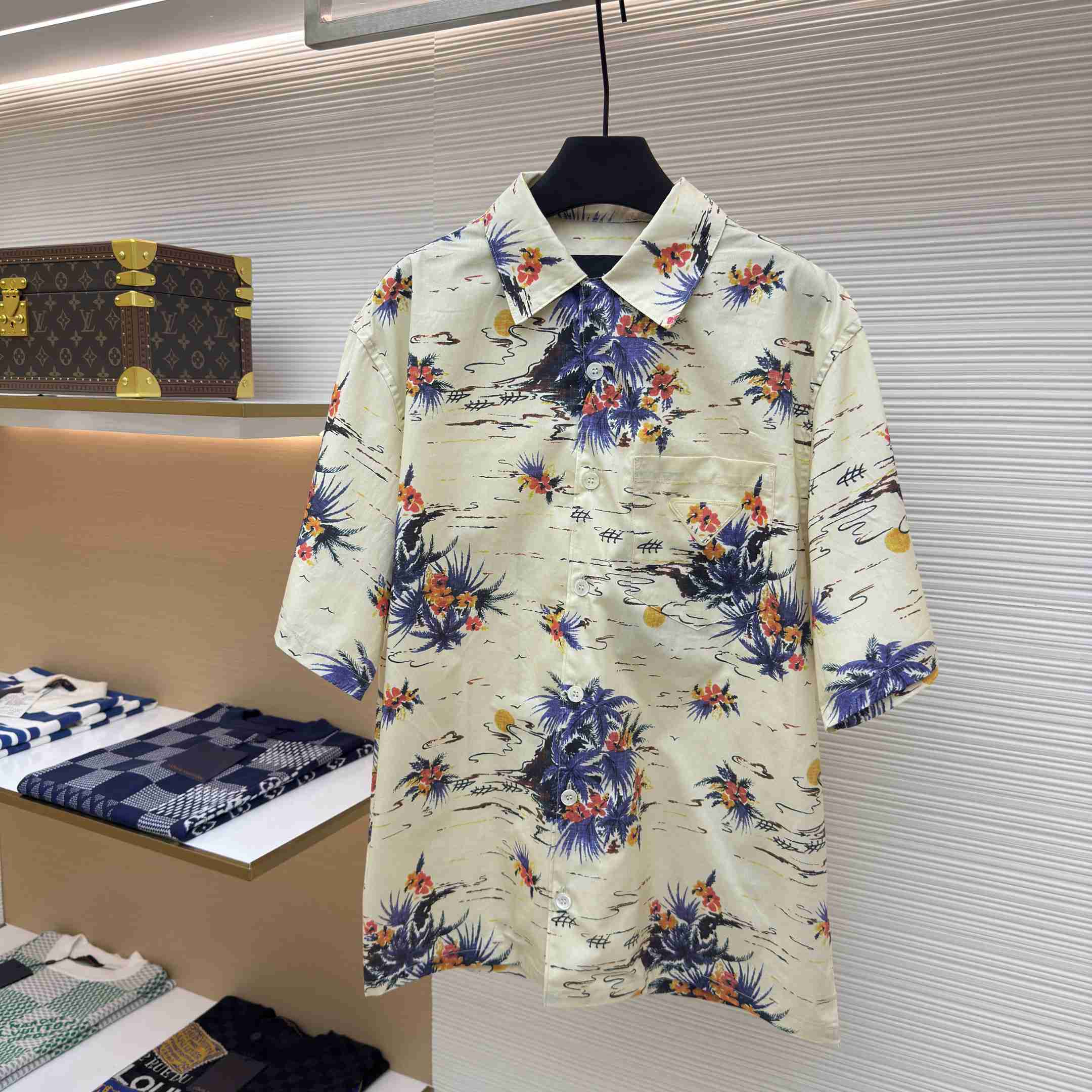 Prada Printed Cotton Bowling Shirt - DesignerGu