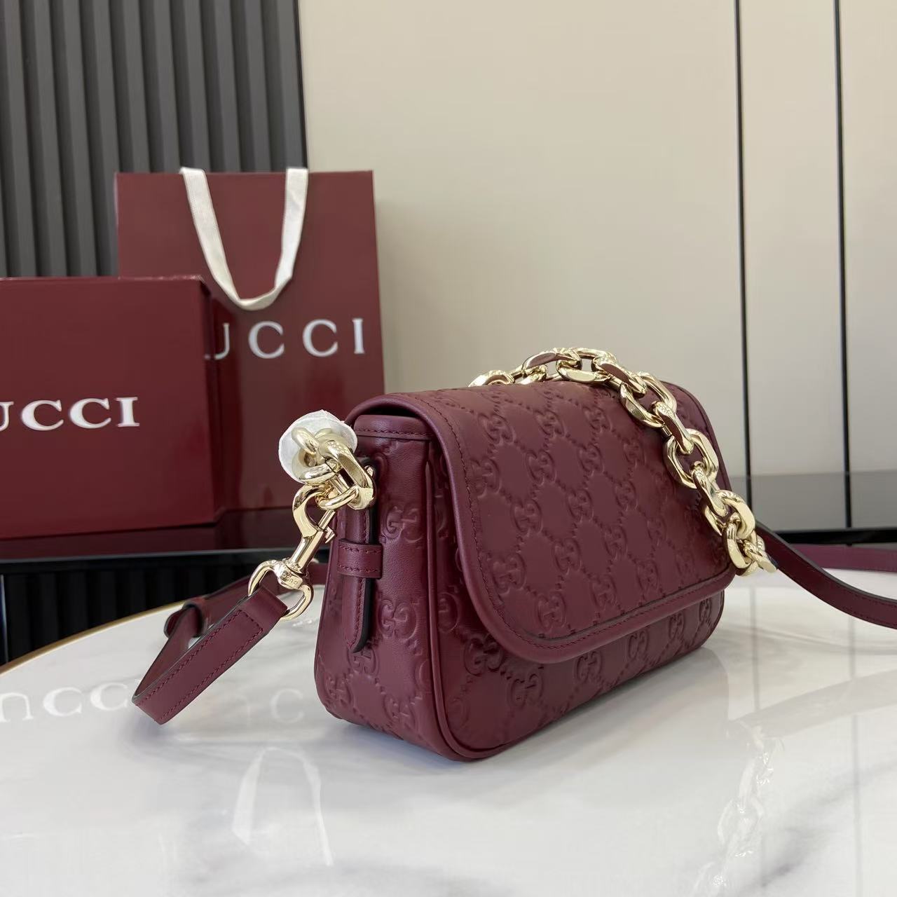 Gucci GG Emblem Small Shoulder Bag - DesignerGu