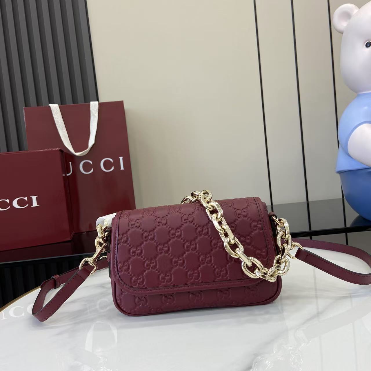 Gucci GG Emblem Small Shoulder Bag - DesignerGu