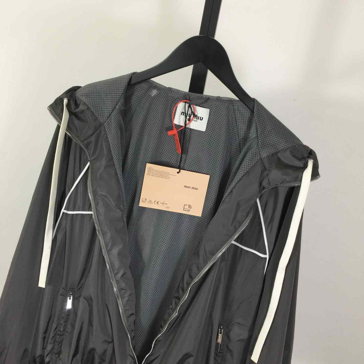Miu Miu Aluminum Technical Silk Zipper Blouson Jacket - DesignerGu