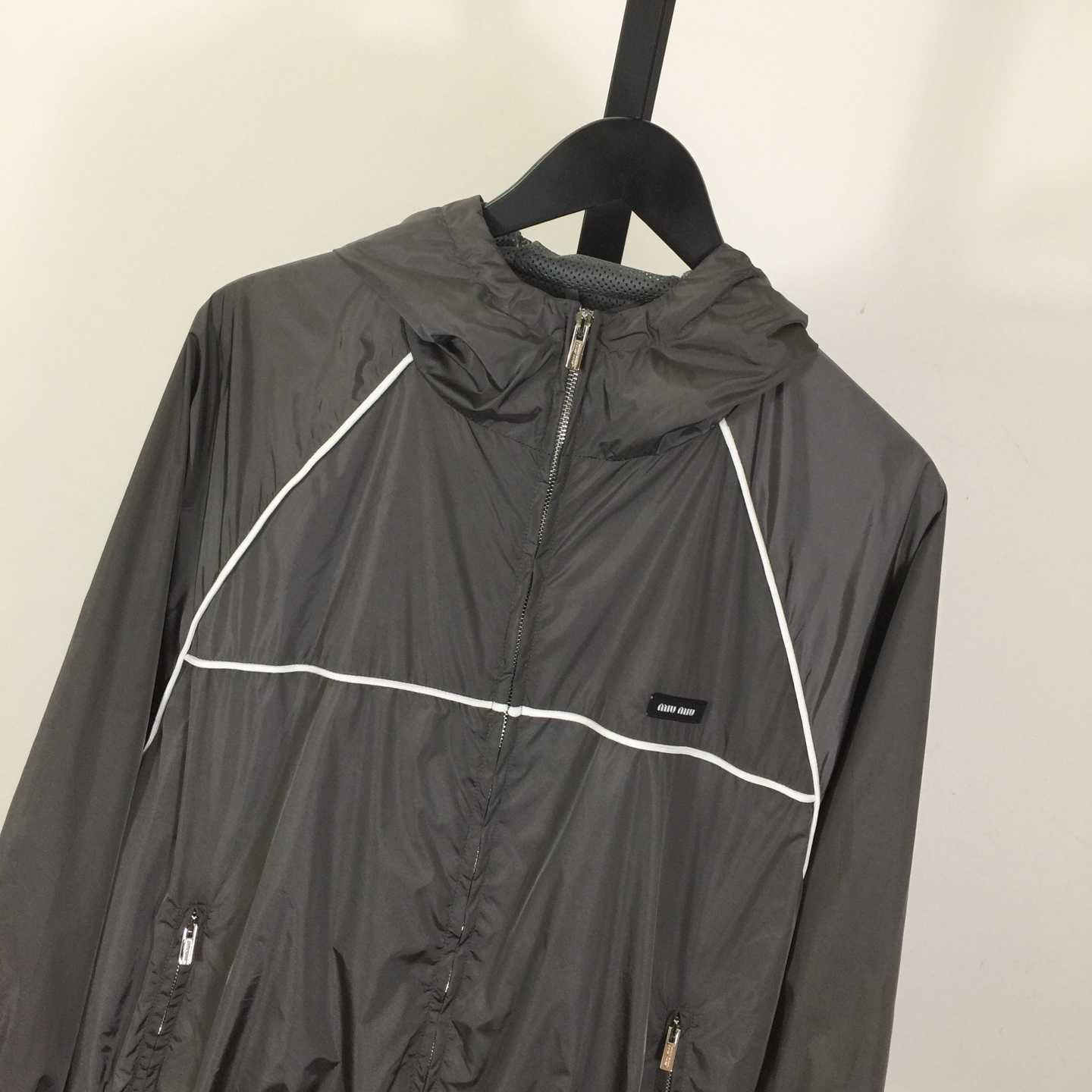 Miu Miu Aluminum Technical Silk Zipper Blouson Jacket - DesignerGu