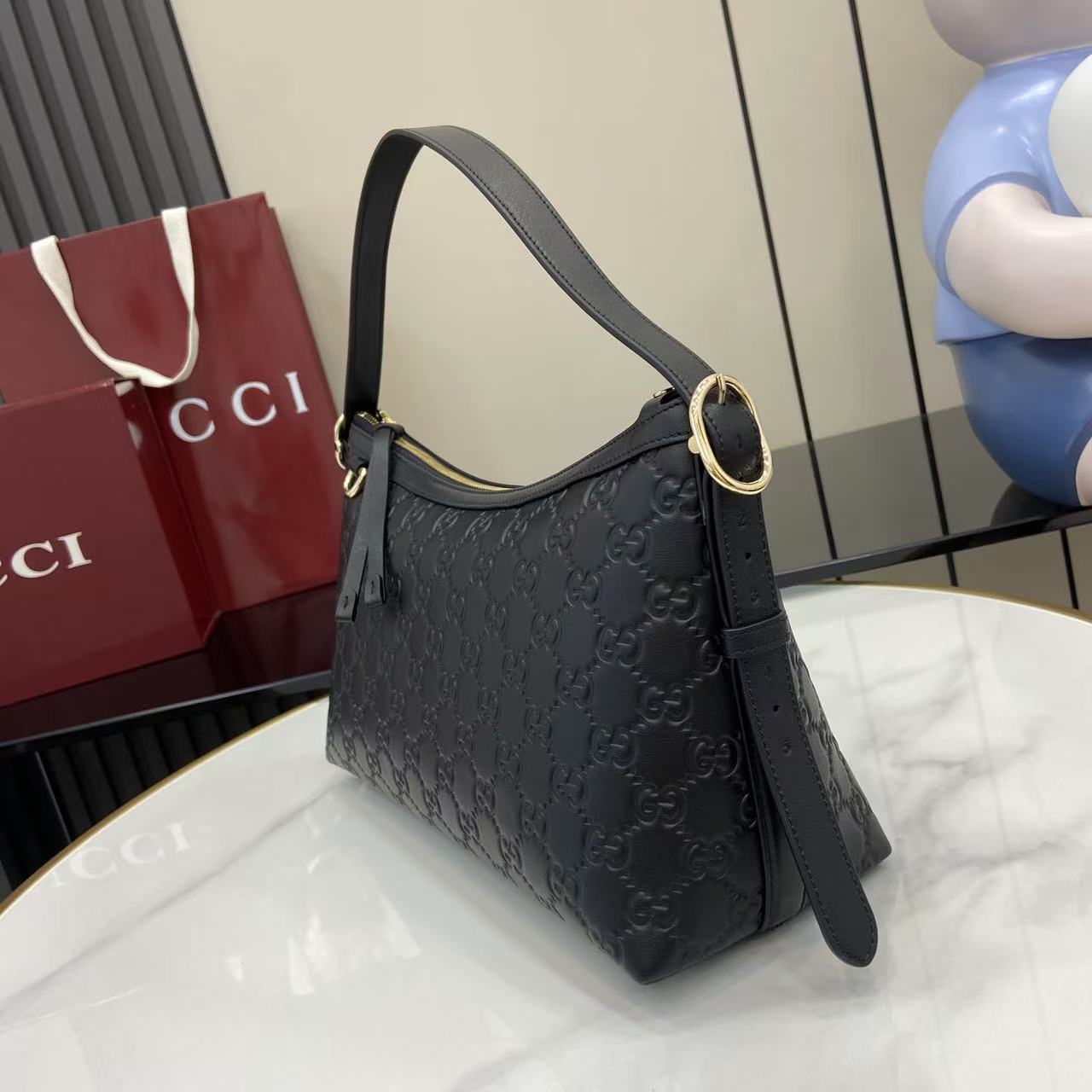 Gucci GG Emblem Medium Shoulder Bag - DesignerGu