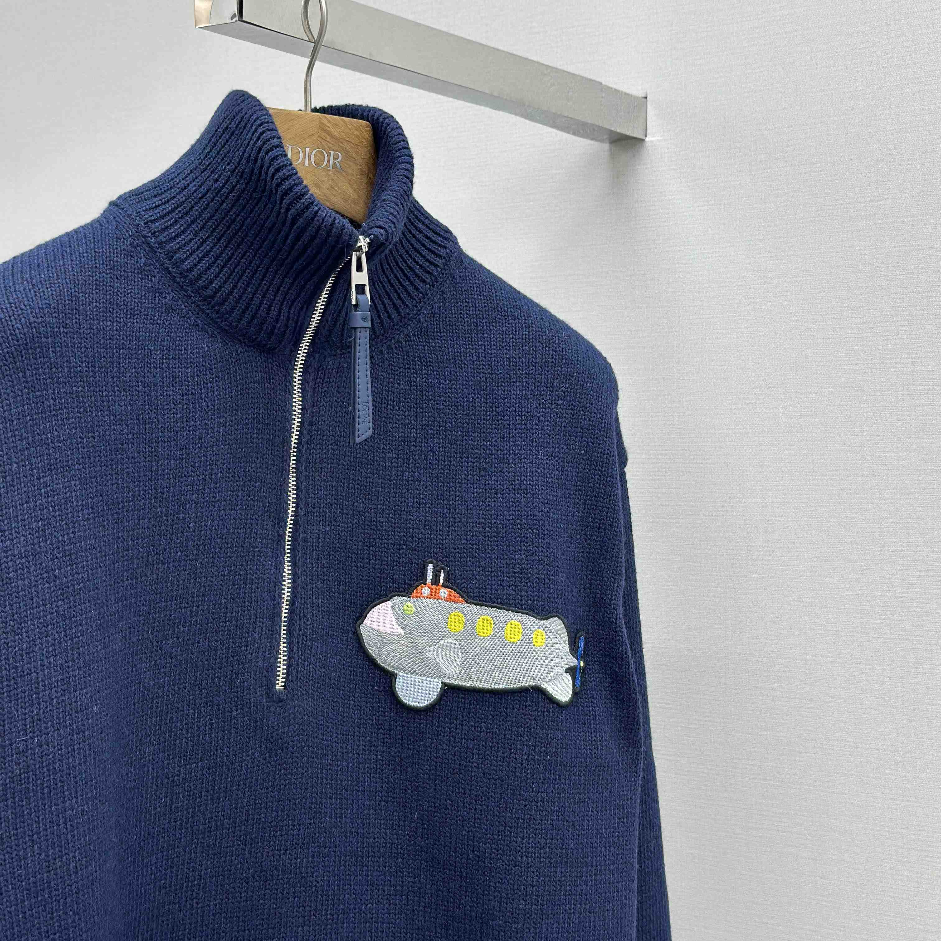 Loewe Zip-up sweater In Wool Blue - DesignerGu