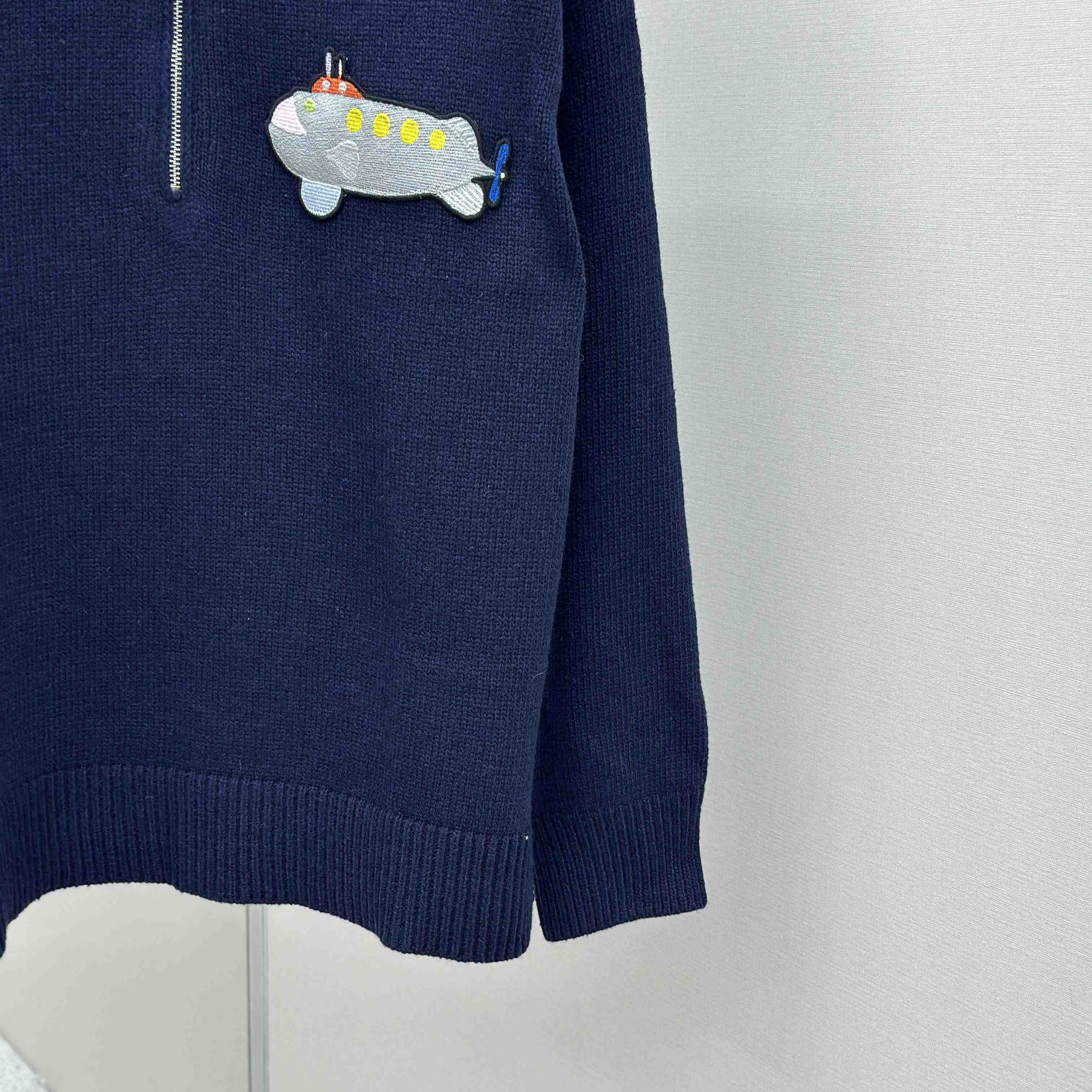 Loewe Zip-up sweater In Wool Blue - DesignerGu