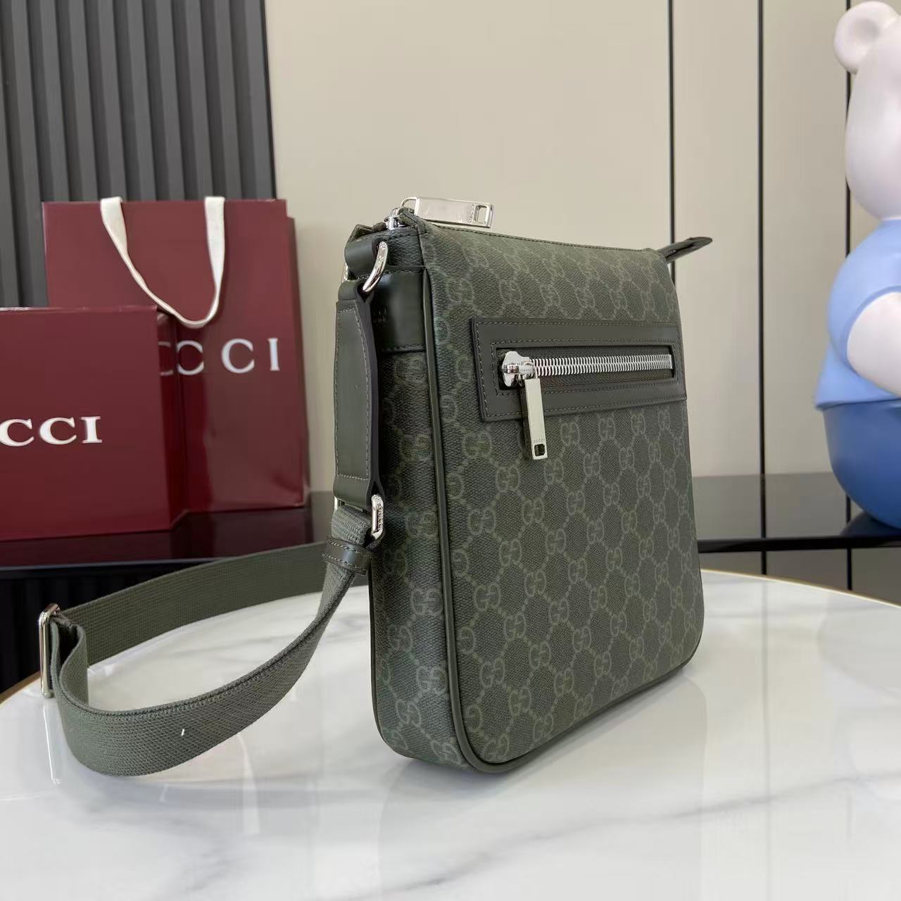 Gucci GG Monogram Small Messenger Bag - DesignerGu