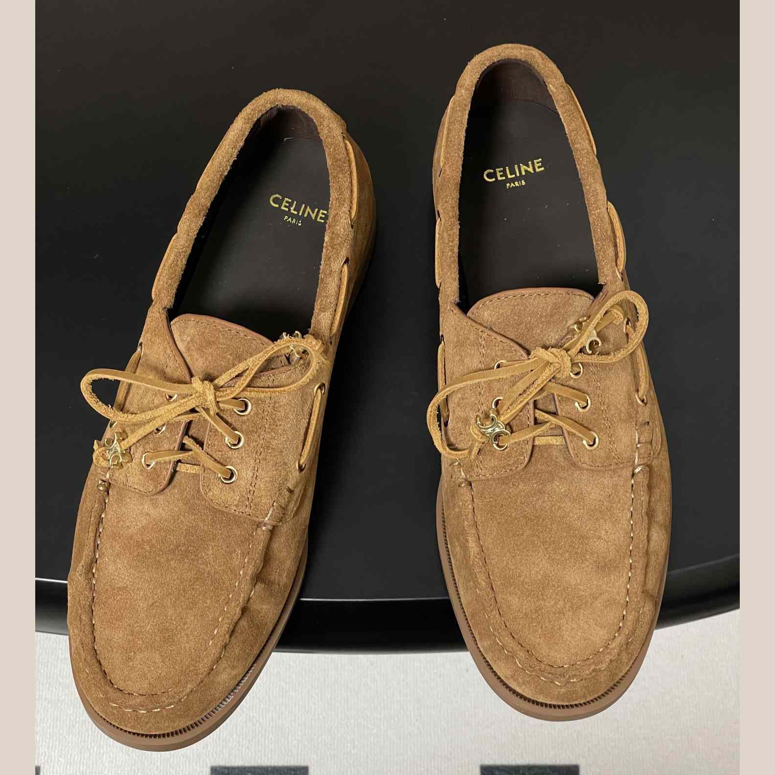 Celine Bateau In Suede Calfskin - DesignerGu