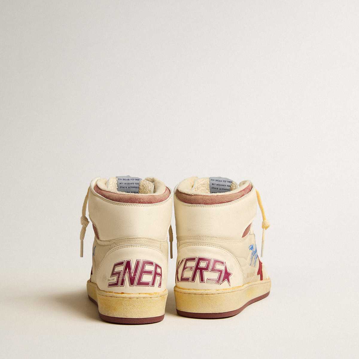 Golden Goose Sky-Star In Beige Nylon And Nappa With Pomegranate Suede Staal - DesignerGu