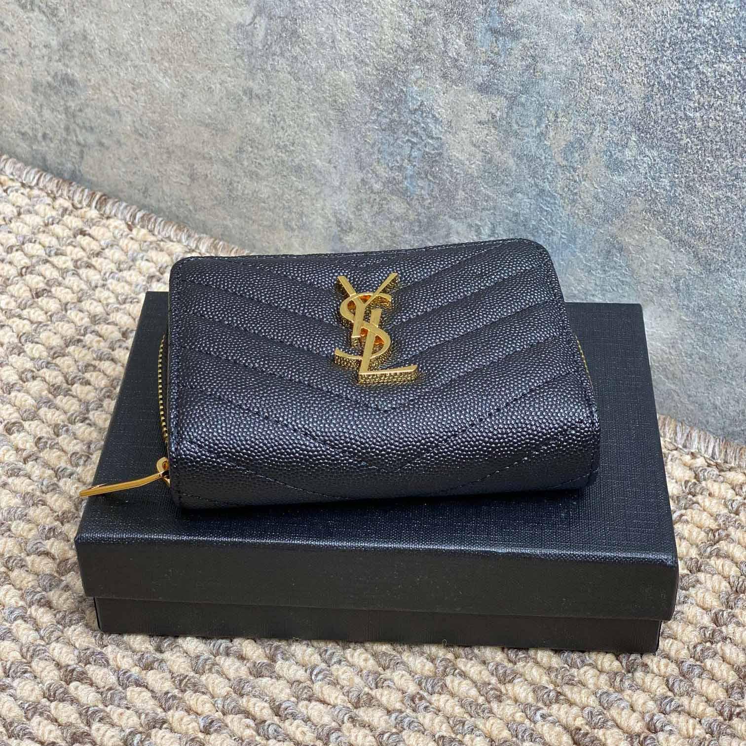 Saint Laurent Cassandre Matelassé Wallet  12x10x3cm  - DesignerGu