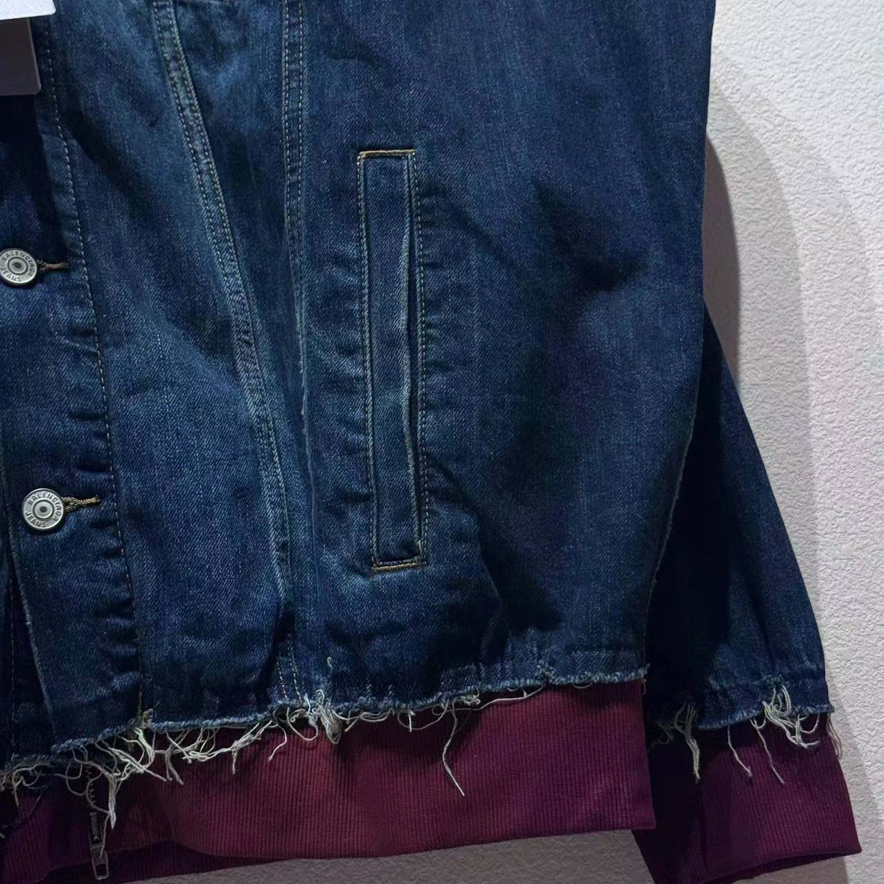 Balenciaga Patched Denim Jacket In Blue Denim And Dark Grey - DesignerGu