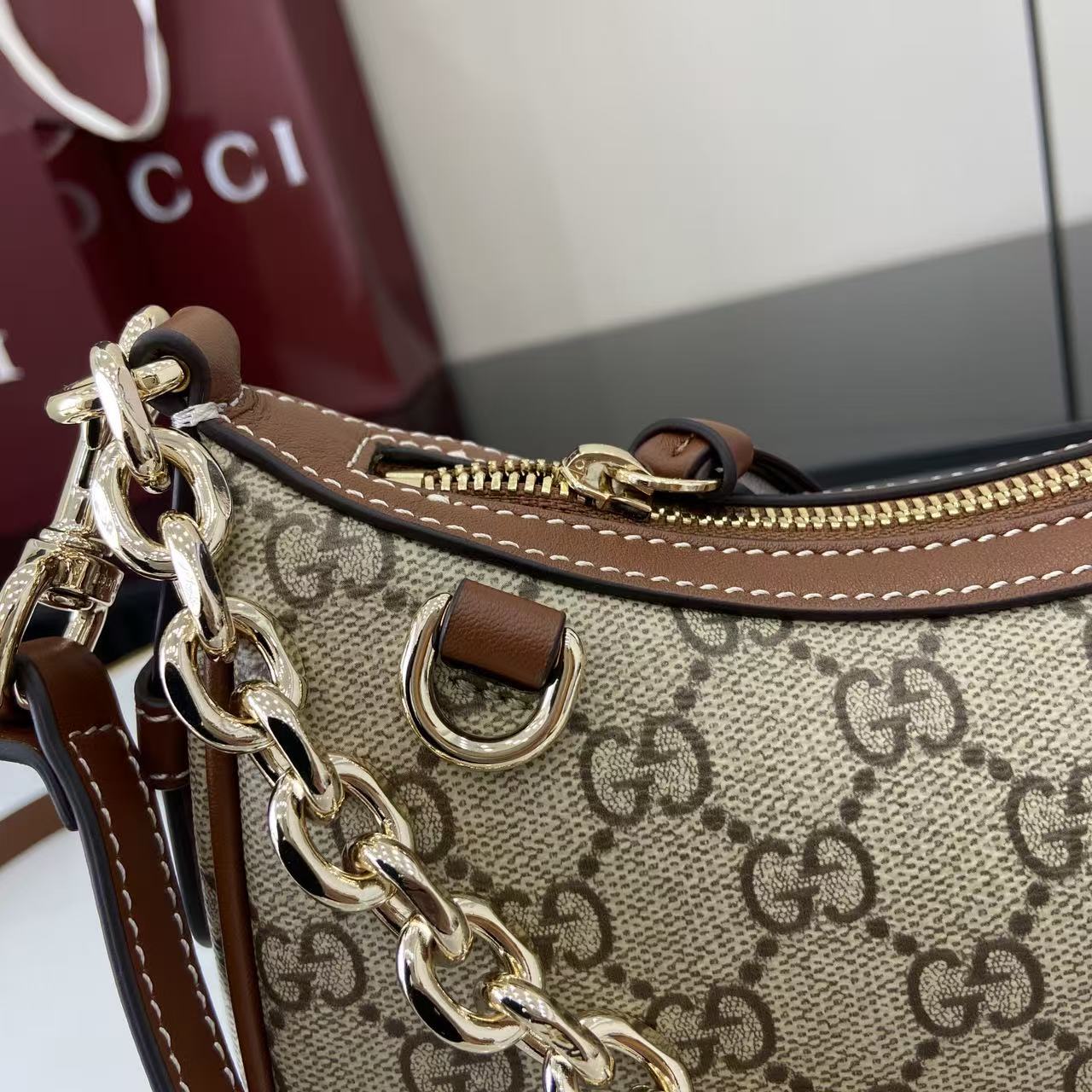 Gucci GG Emblem Small Shoulder Bag - DesignerGu