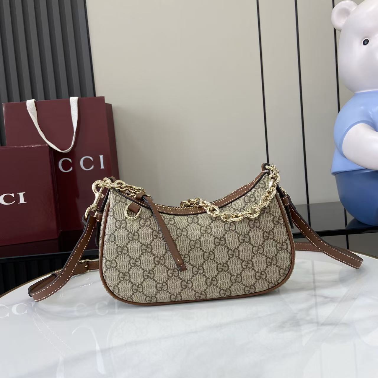 Gucci GG Emblem Small Shoulder Bag - DesignerGu