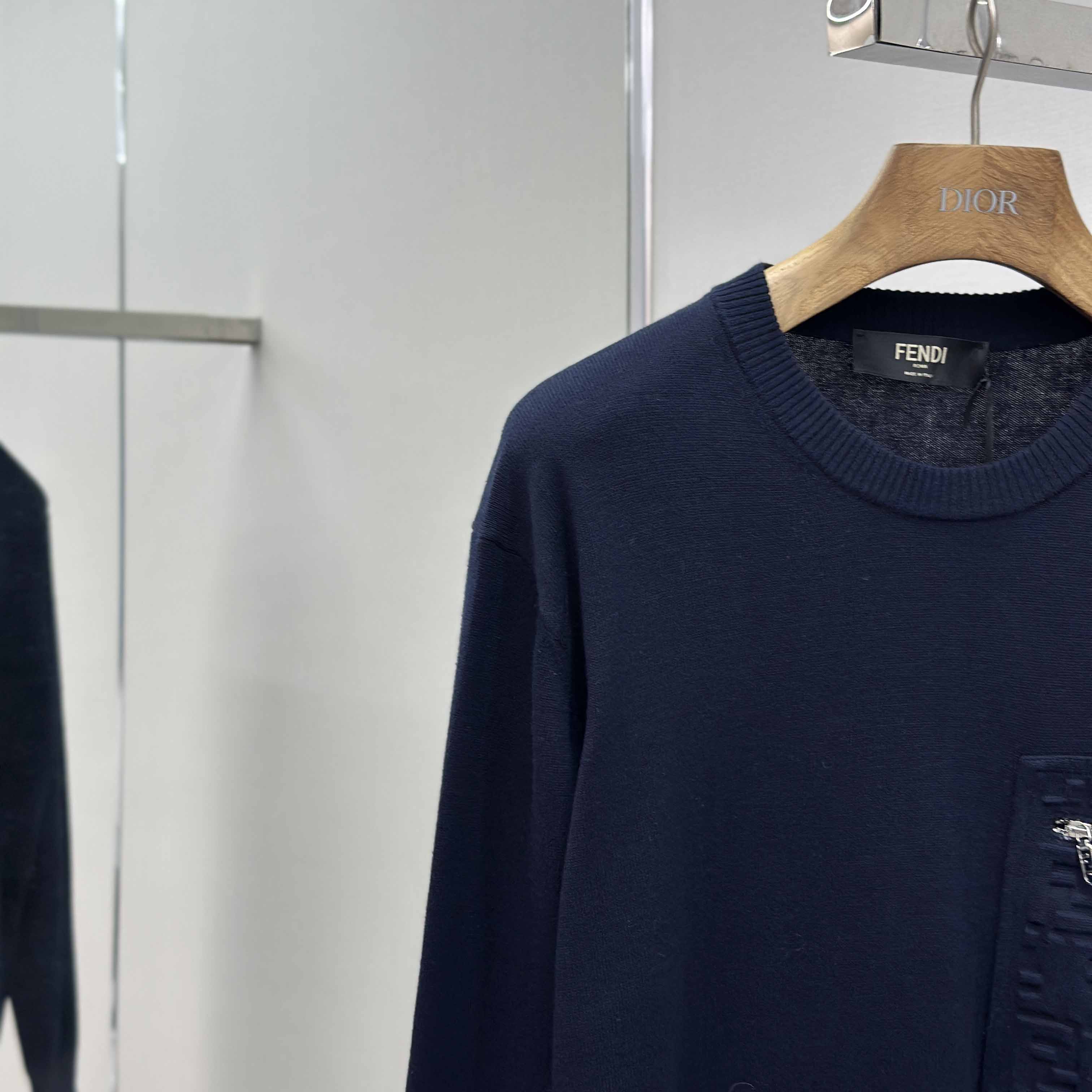 Fendi Navy Blue Wool Jumper - DesignerGu