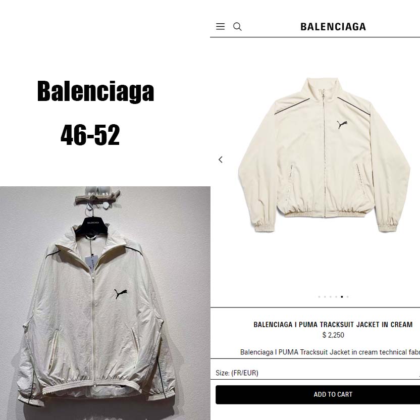 Balenciaga I PUMA Tracksuit Jacket In Cream Technical Fabric - DesignerGu