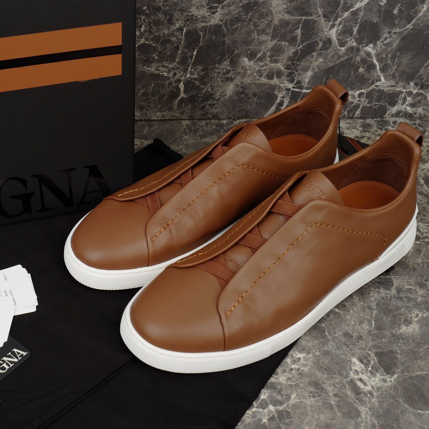 Zegna Beige Secondskin Triple Stitch™ Sneakers - DesignerGu