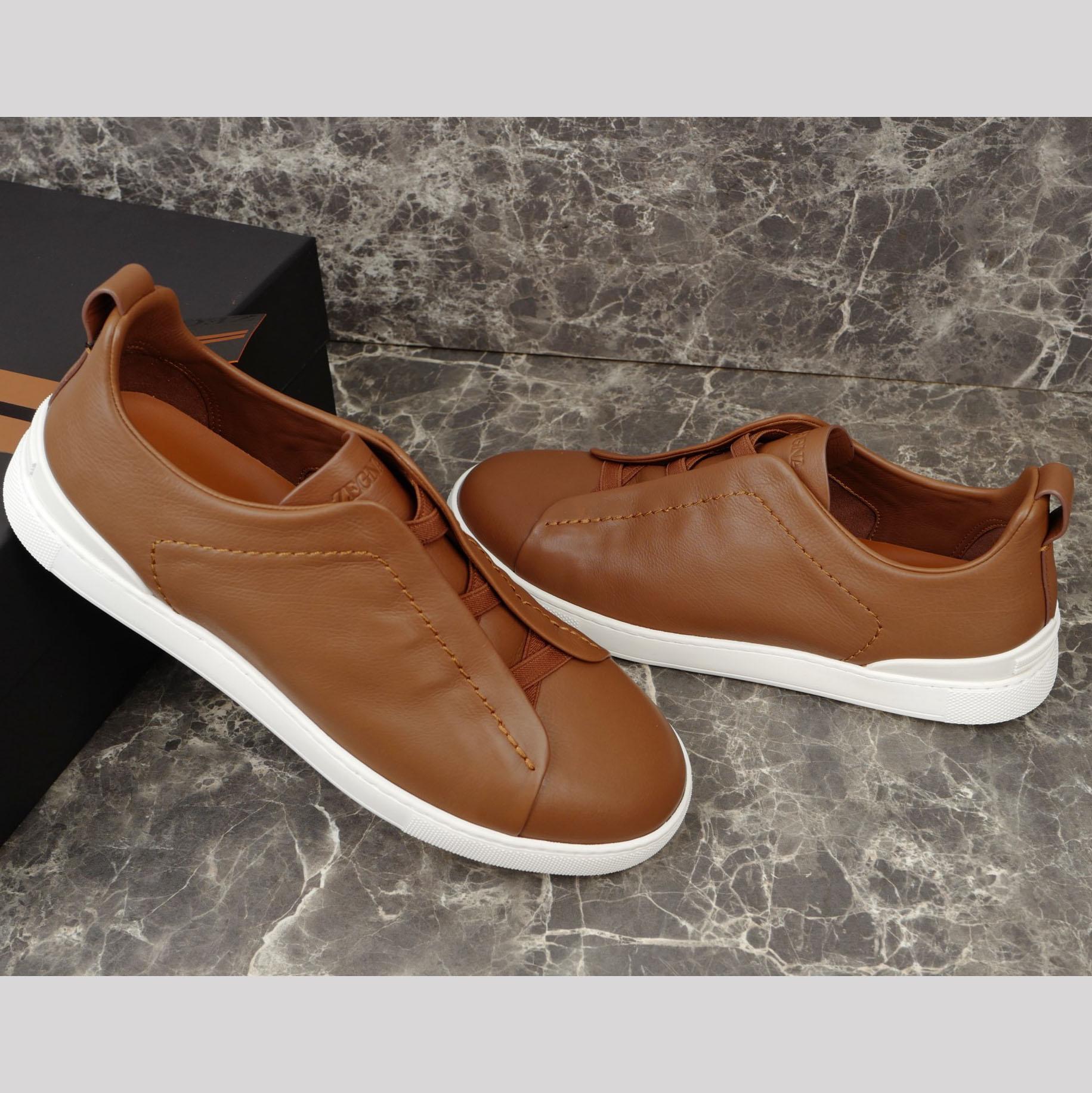 Zegna Beige Secondskin Triple Stitch™ Sneakers - DesignerGu