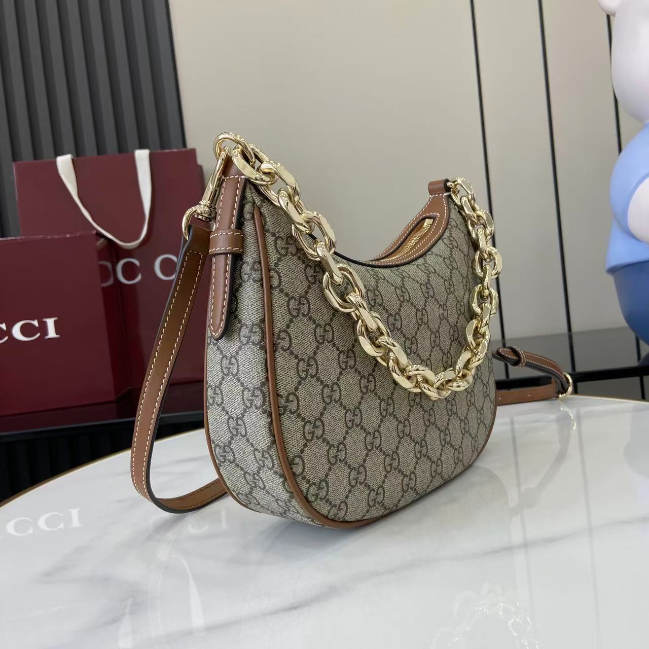 Gucci GG Emblem Medium Shoulder Bag - DesignerGu