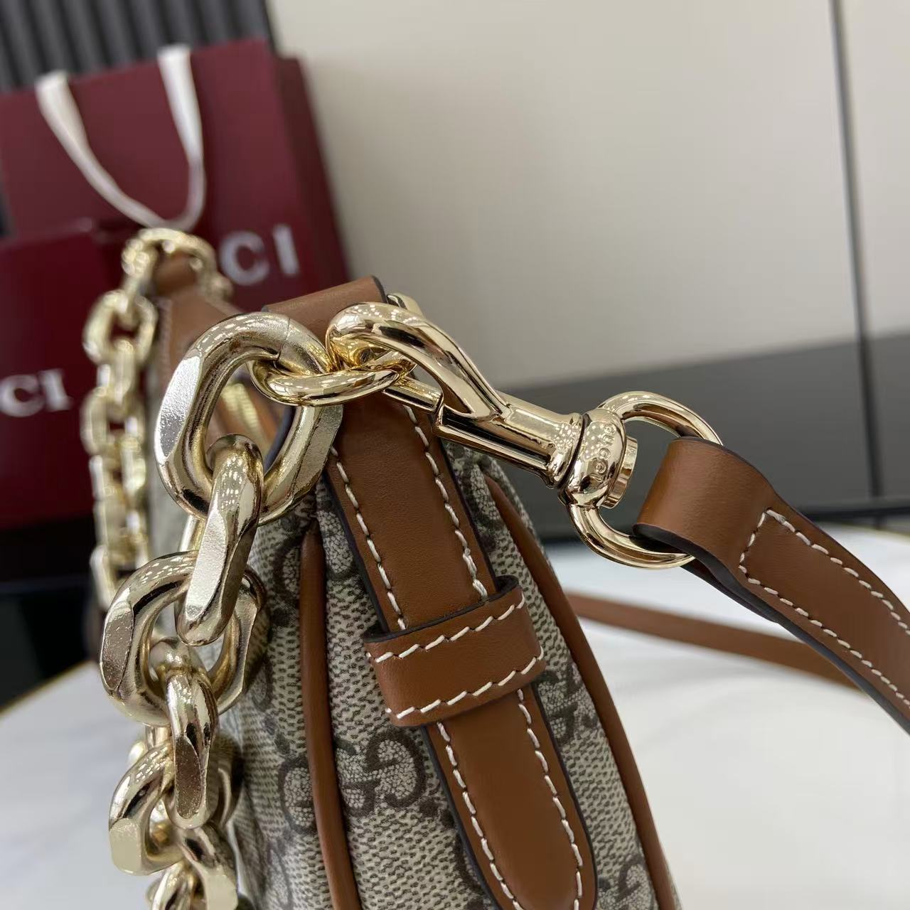 Gucci GG Emblem Medium Shoulder Bag - DesignerGu