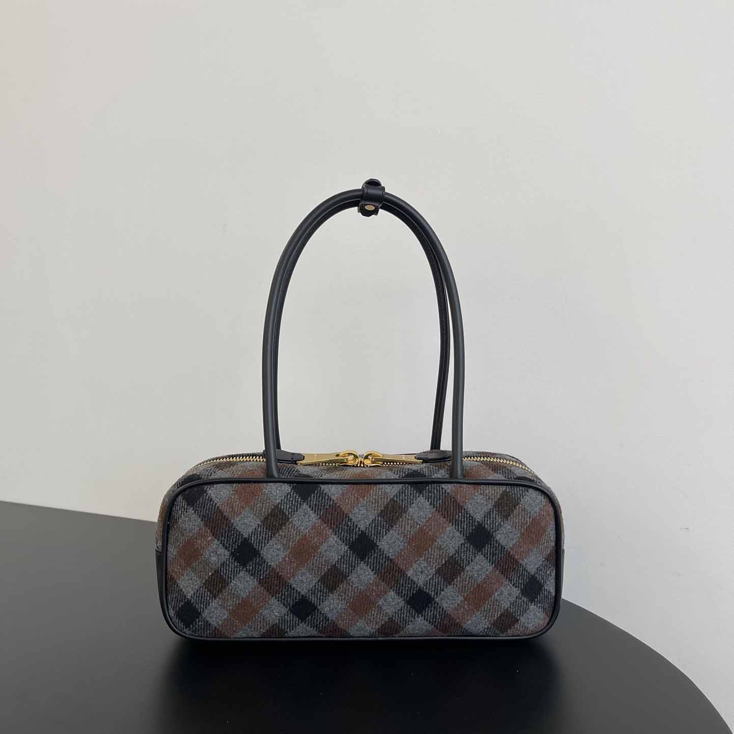 Miu Miu Beau Plaid And Leather Bag - DesignerGu