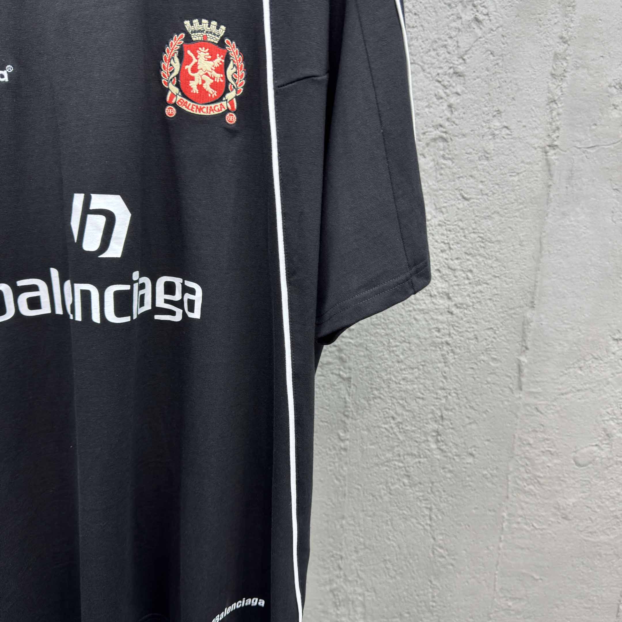Balenciaga Paris Soccer T-Shirt Oversized In Black - DesignerGu