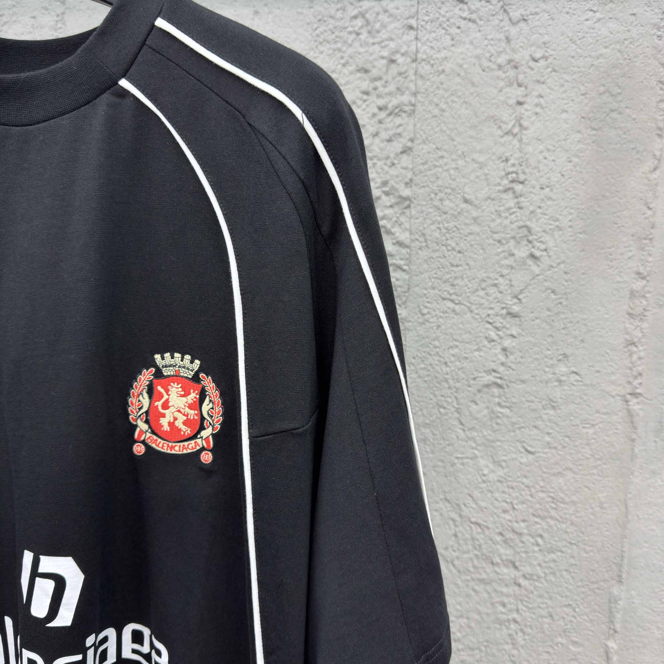 Balenciaga Paris Soccer T-Shirt Oversized In Black - DesignerGu