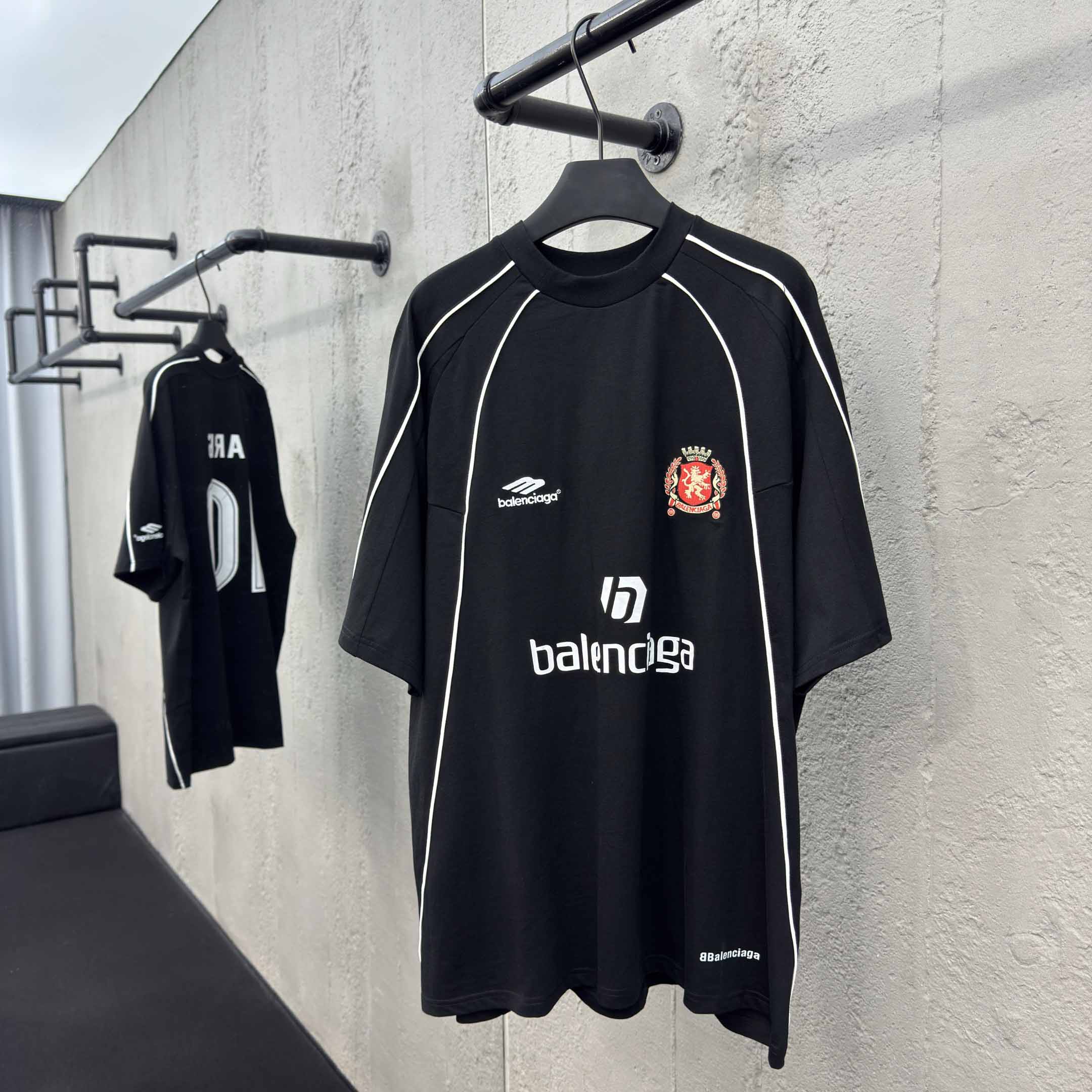 Balenciaga Paris Soccer T-Shirt Oversized In Black - DesignerGu