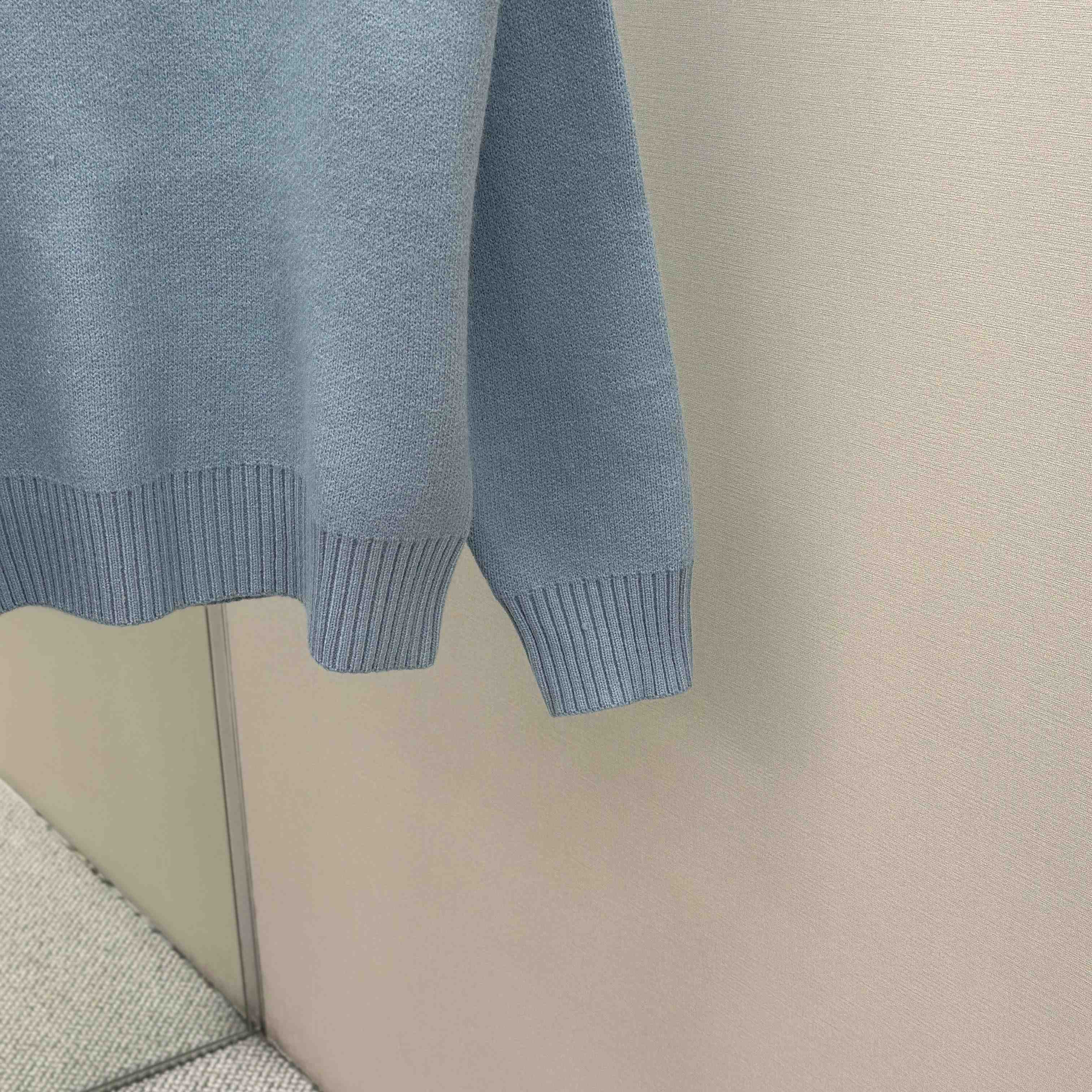 AMI Paris Blue Alpaca Ami De Coeur Crewneck Sweater  - DesignerGu