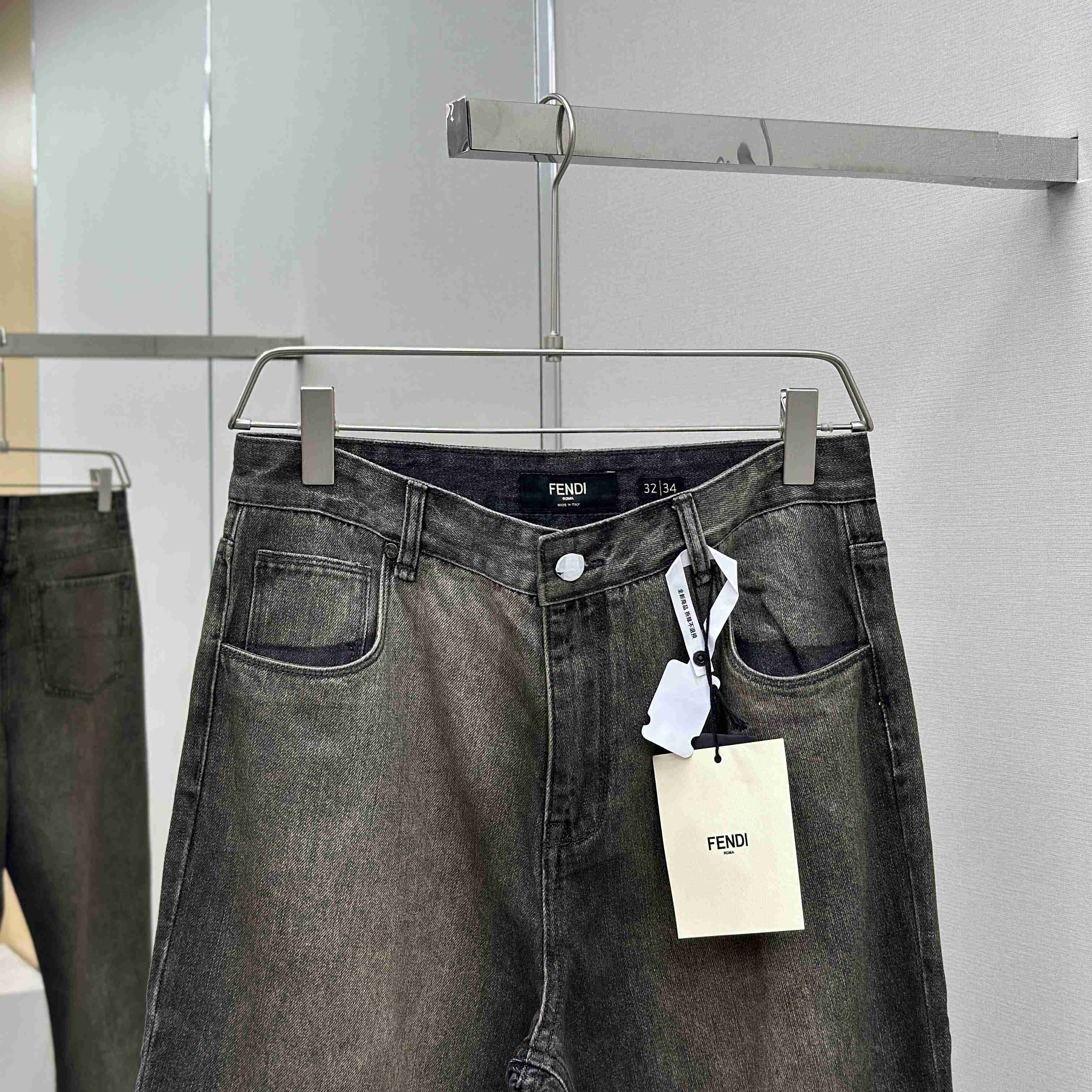 Fendi Grey Overdyed Jeans - DesignerGu
