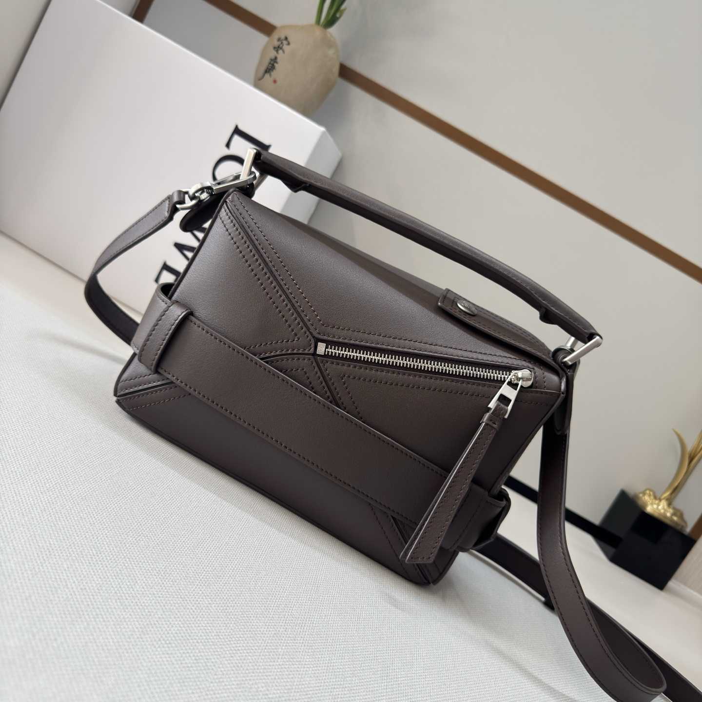 Loewe Small Puzzle Biker Bag In Shiny Calfskin - DesignerGu
