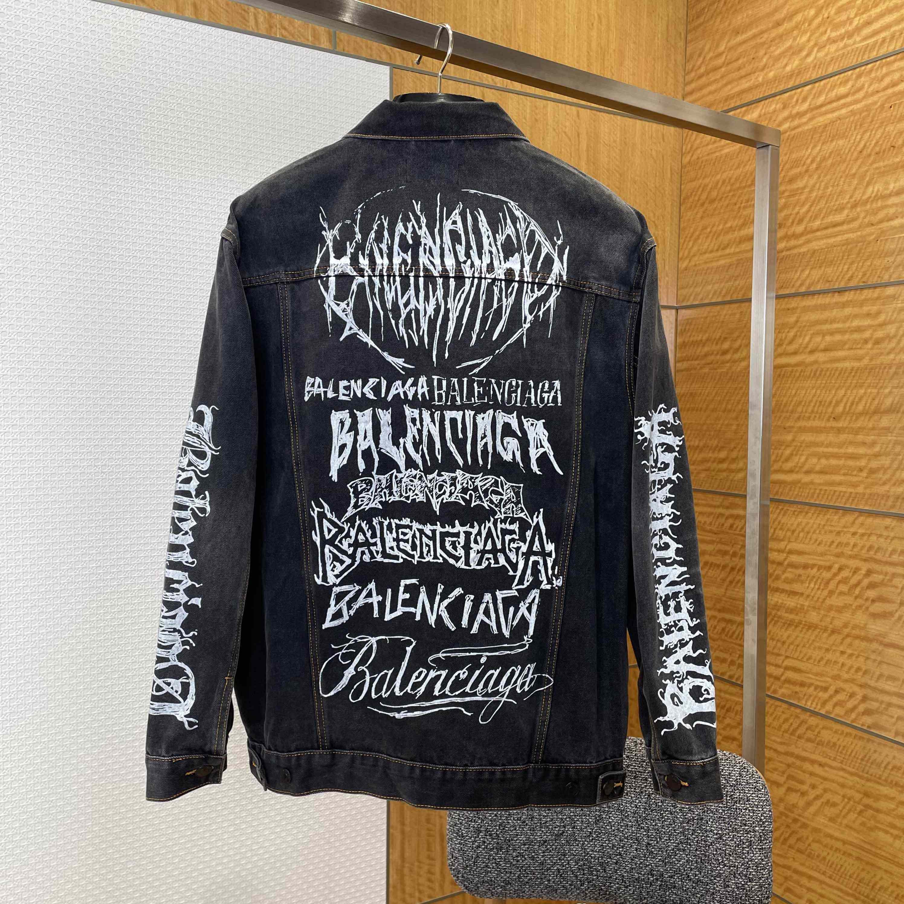 Balenciaga Graffiti Denim Jacket - DesignerGu