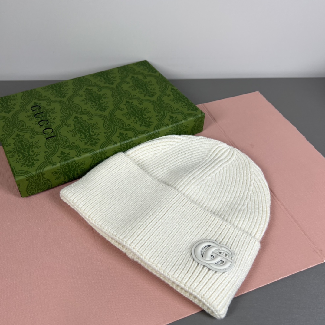 Gucci Cashmere Hat With Patch  - DesignerGu