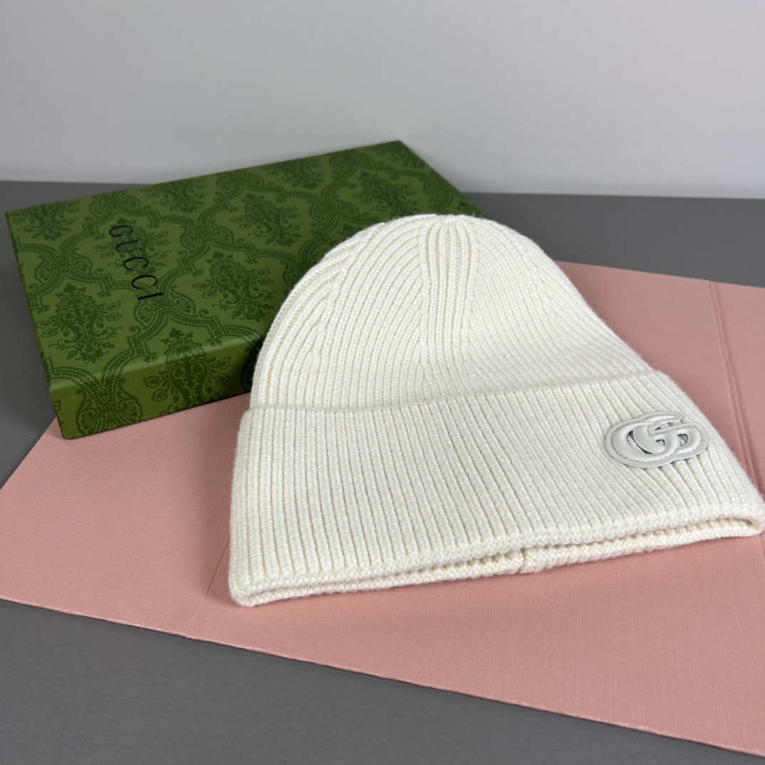Gucci Cashmere Hat With Patch  - DesignerGu