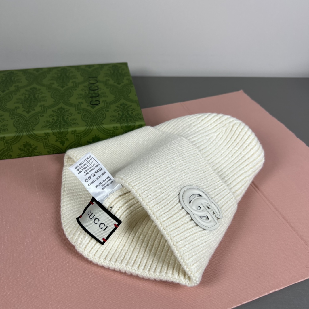 Gucci Cashmere Hat With Patch  - DesignerGu