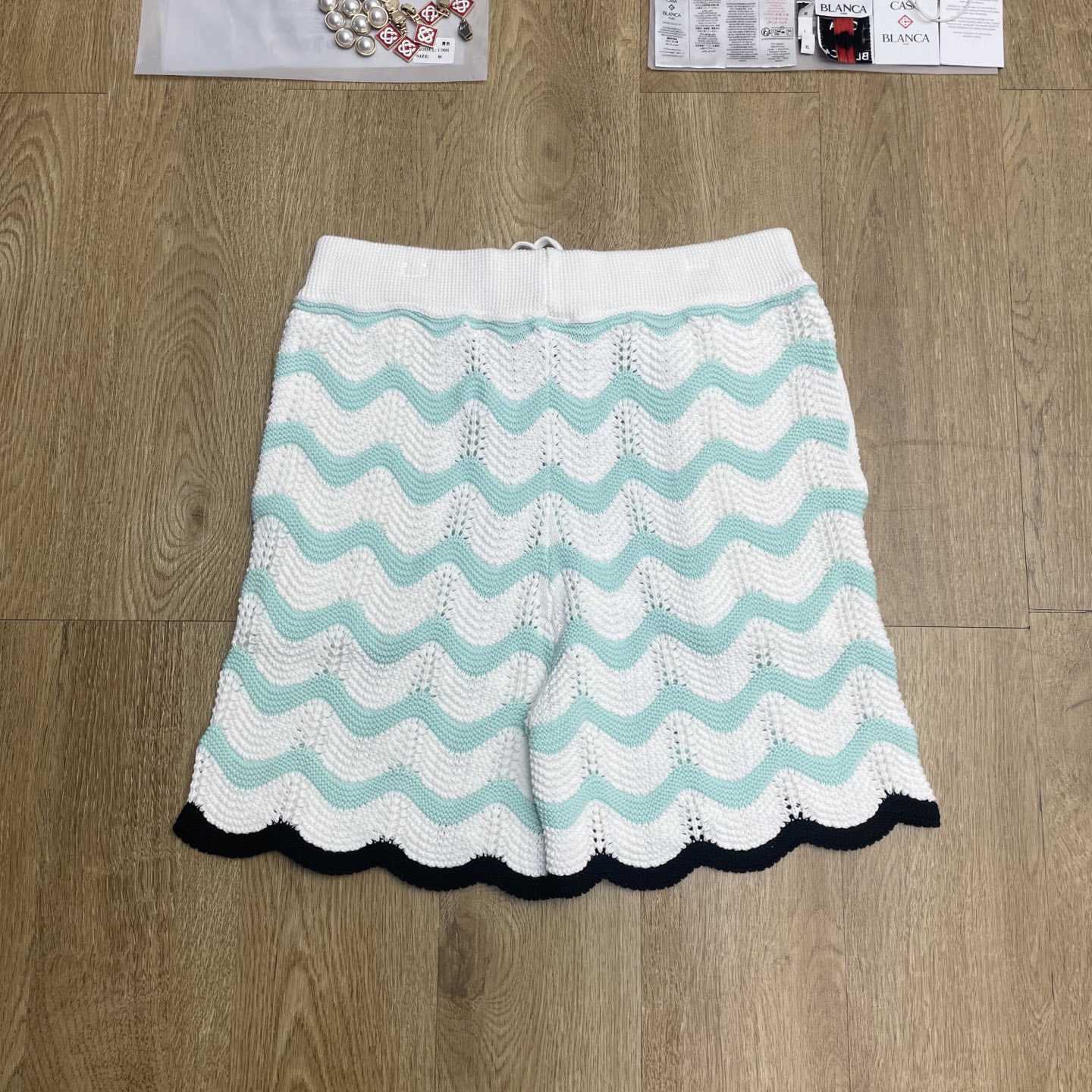 Casablanca Gradient Wave Cotton Crochet Shorts   D0111 - DesignerGu