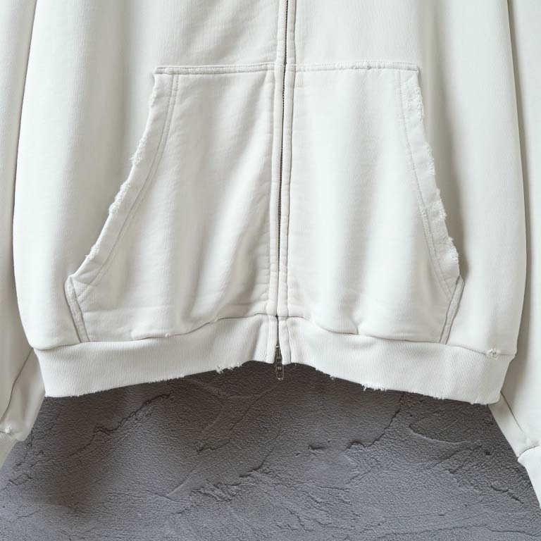 Balenciaga Back Zip-Up Hoodie Regular Fit in dirty white and blue - DesignerGu
