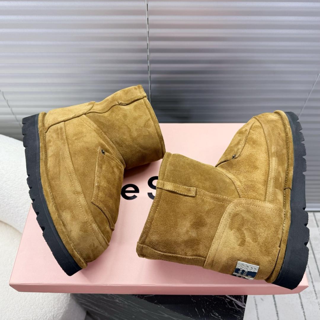Acne Studios Tobacco Brown Shearling Leather Boots - DesignerGu