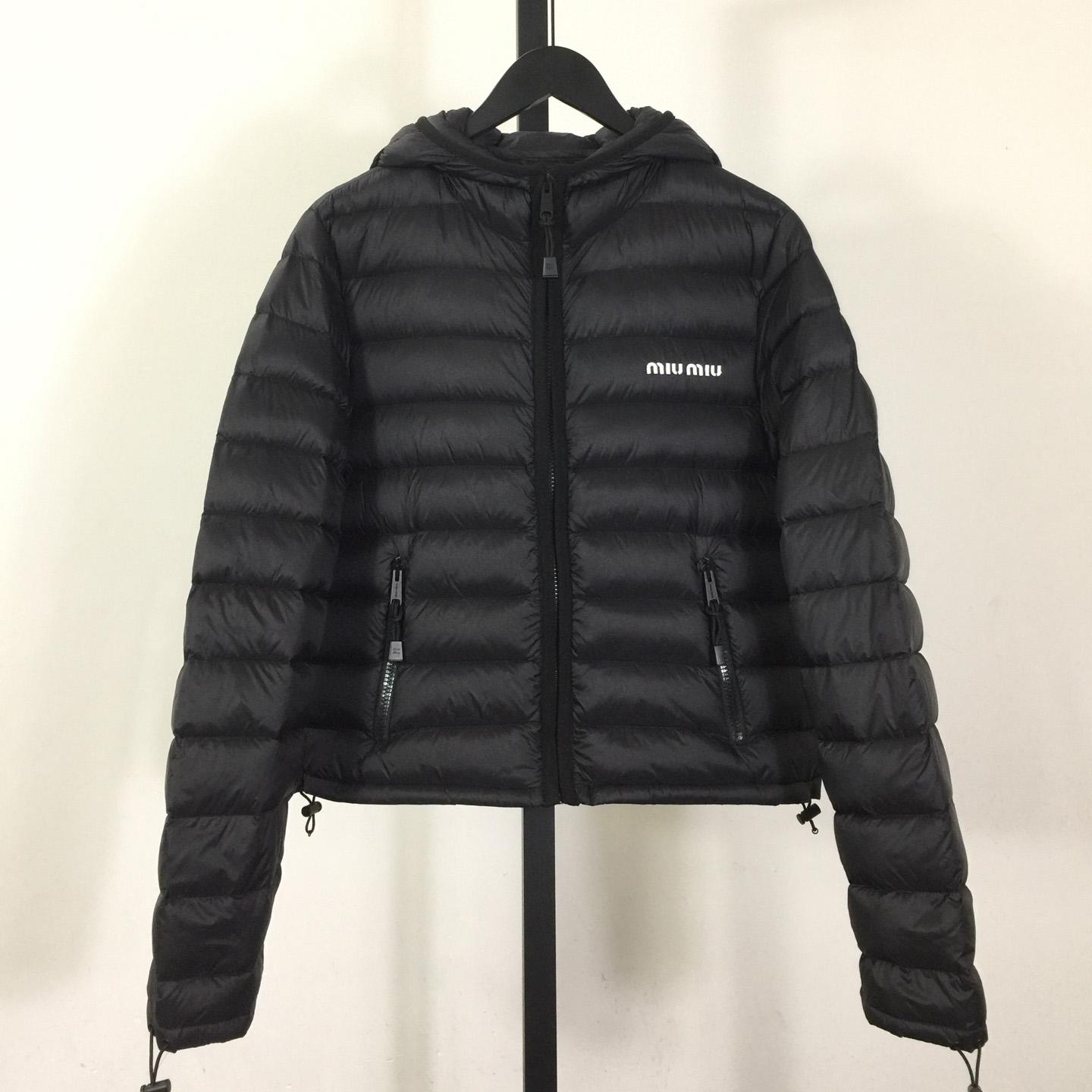 Miu Miu Black Down Hoodie Jacket - DesignerGu