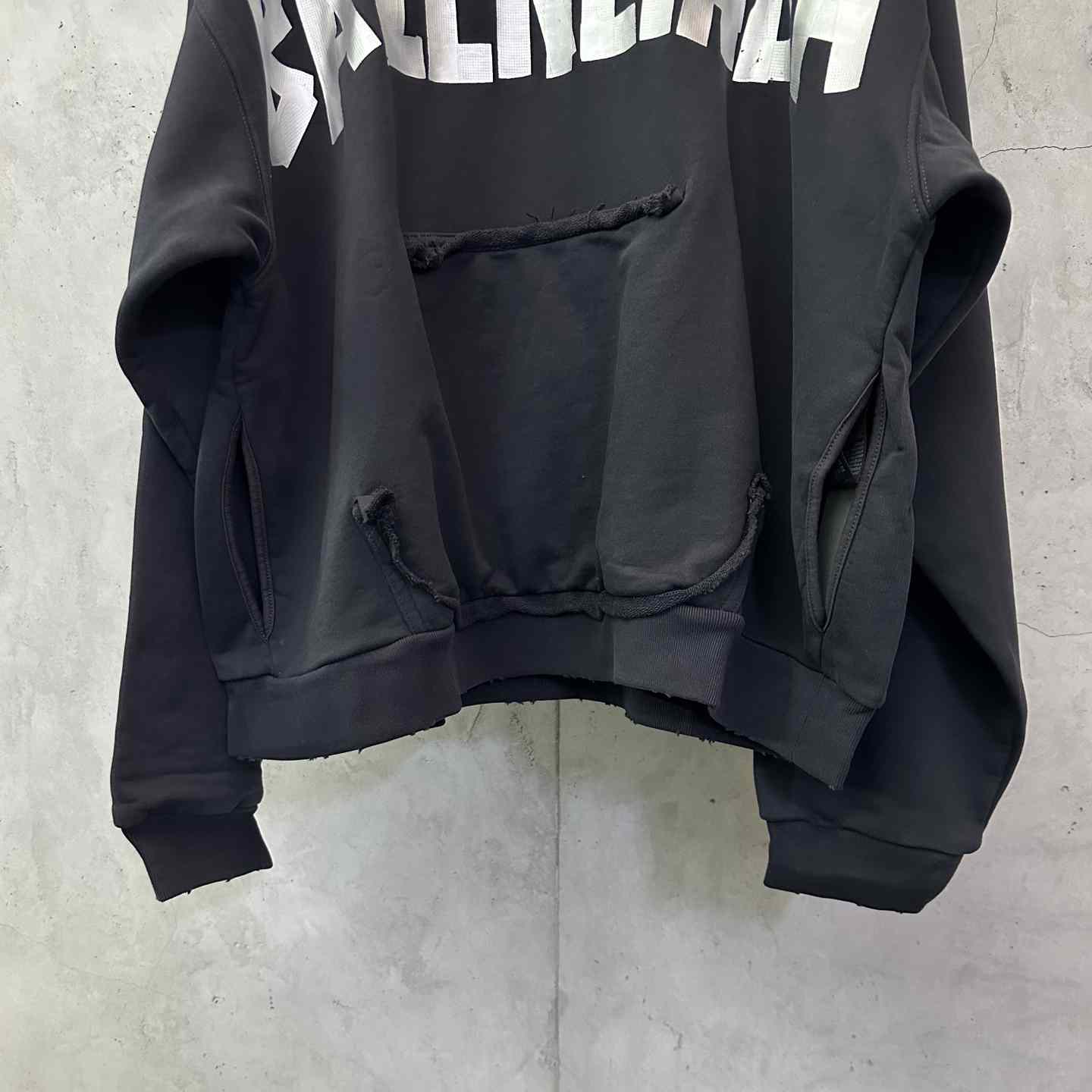 Balenciaga Tape Type Ripped Hoodie - DesignerGu
