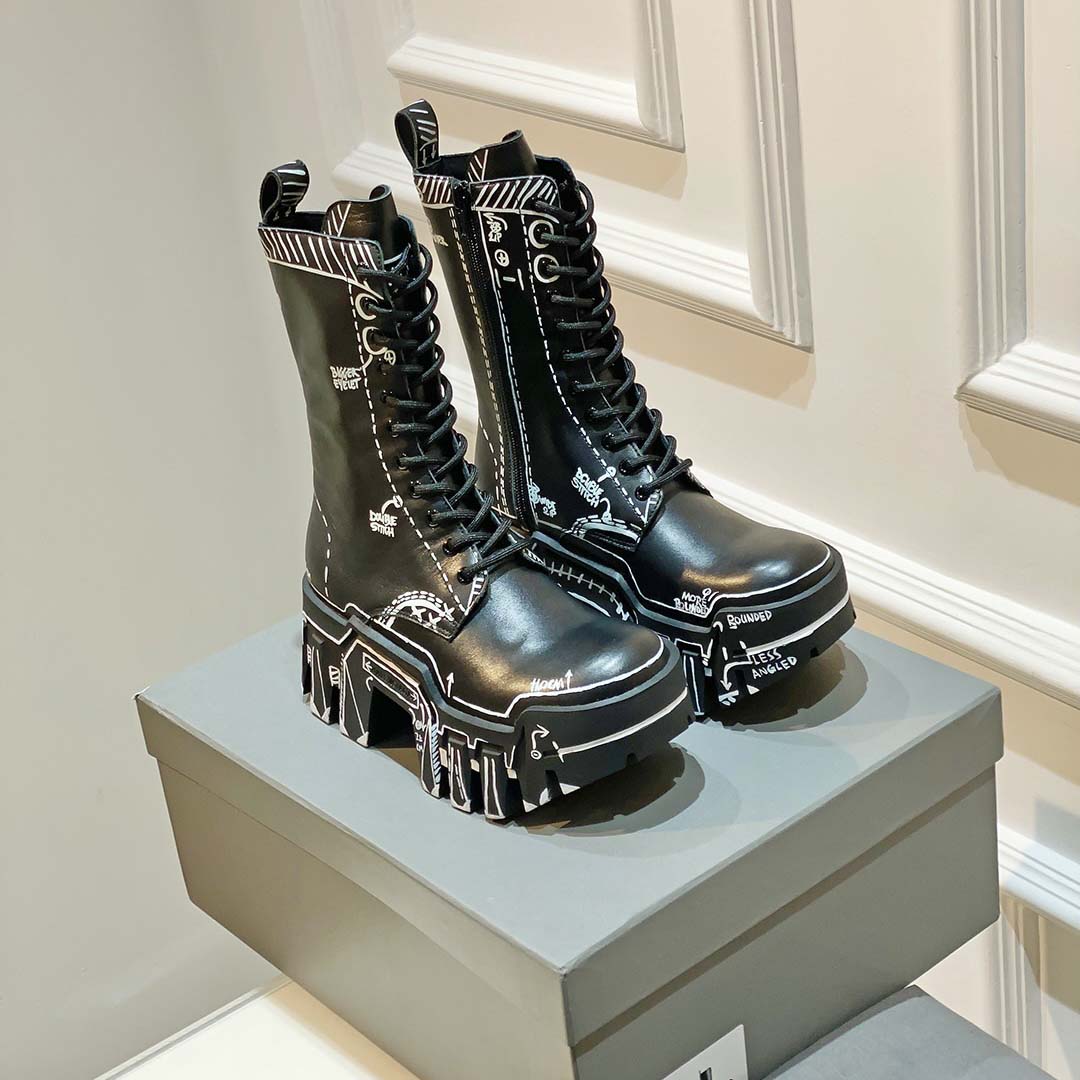Balenciaga Bulldozer Lace-Up Boot In Black  - DesignerGu