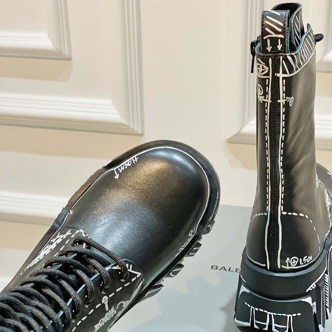 Balenciaga Bulldozer Lace-Up Boot In Black  - DesignerGu