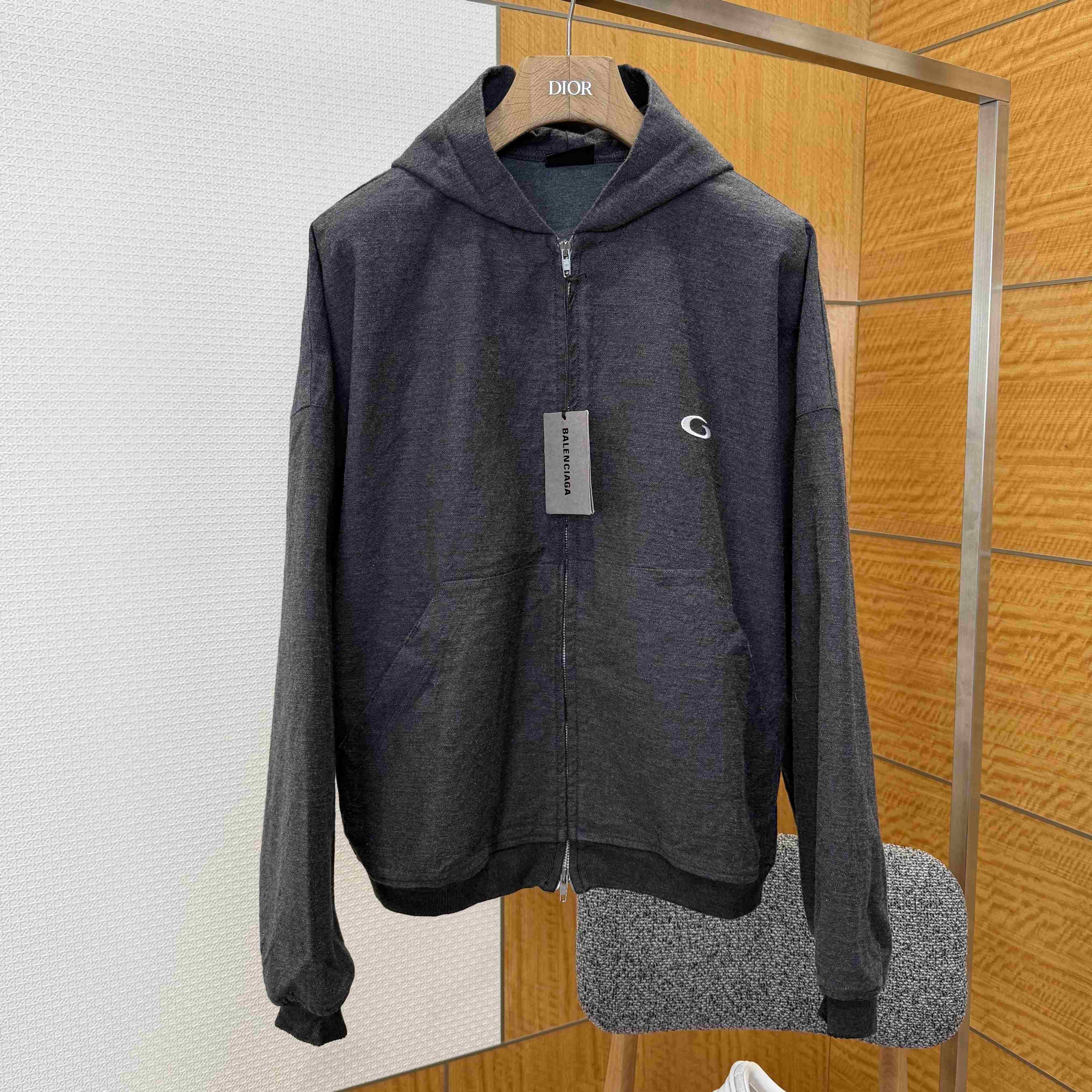 Balenciaga Men's Trompe L'œil Hoodie in Anthracite - DesignerGu
