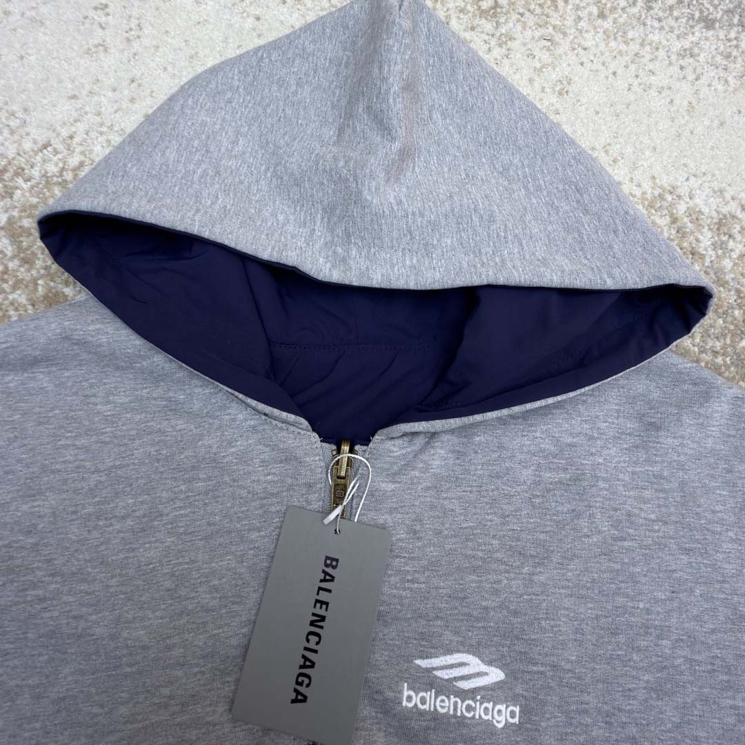 Balenciaga Navy Blue Reversible Jacket With Hood - DesignerGu