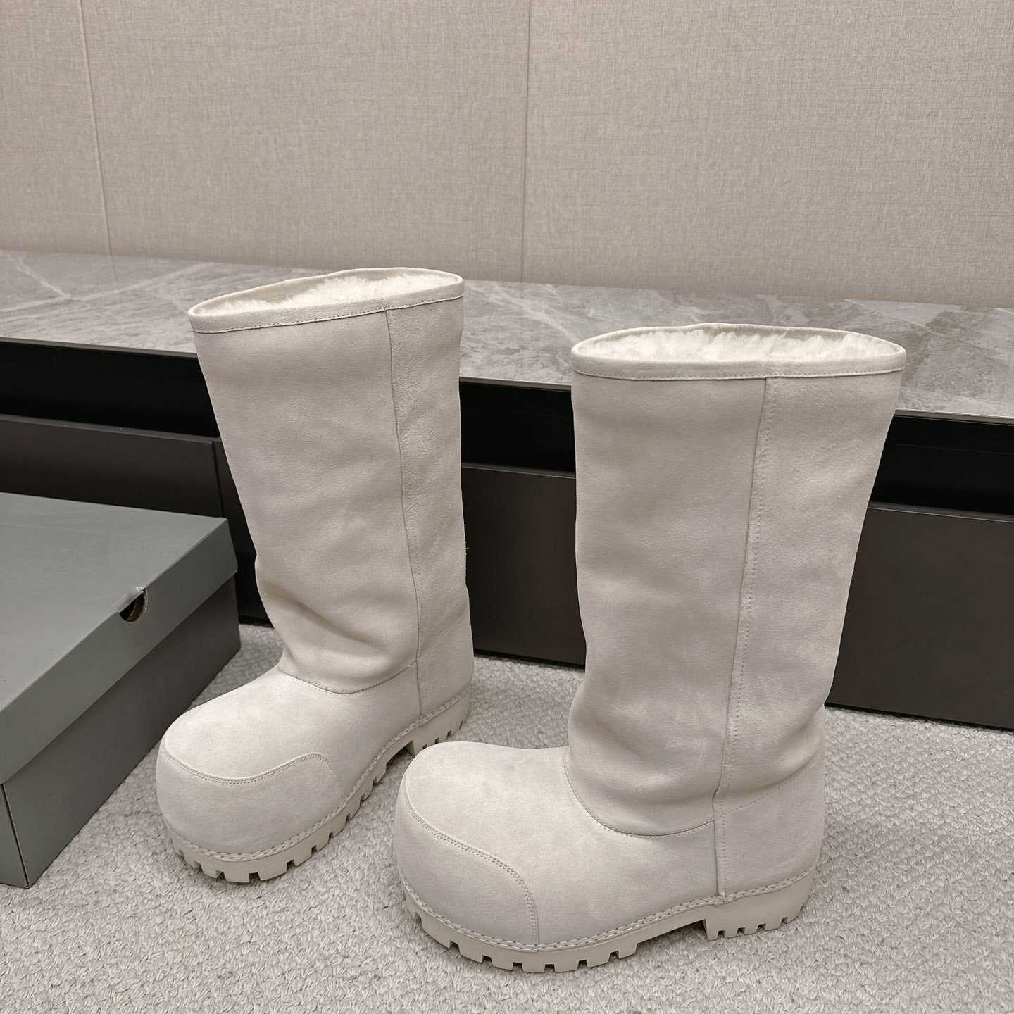 Balenciaga Alaska Fur High Boots - DesignerGu
