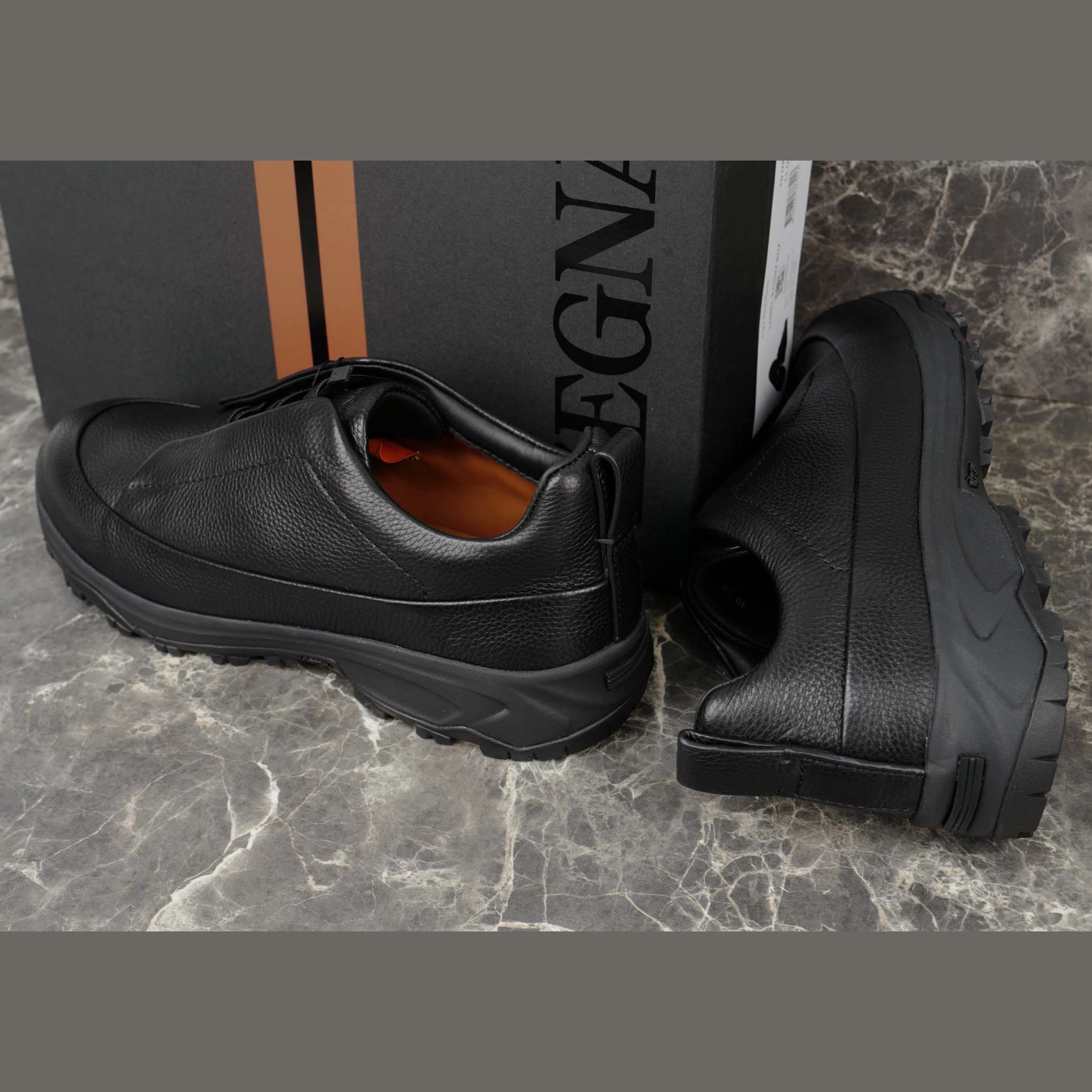 Zegna Black Leather Triple Stitch™ Monte Sneakers - DesignerGu