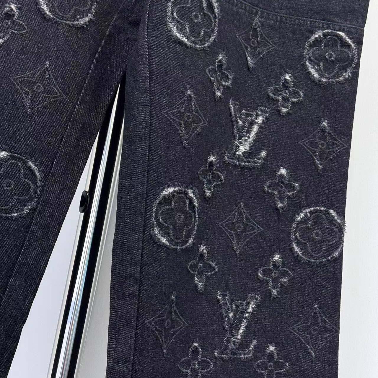 Louis Vuitton Monogram Destroy Denim Pants - DesignerGu