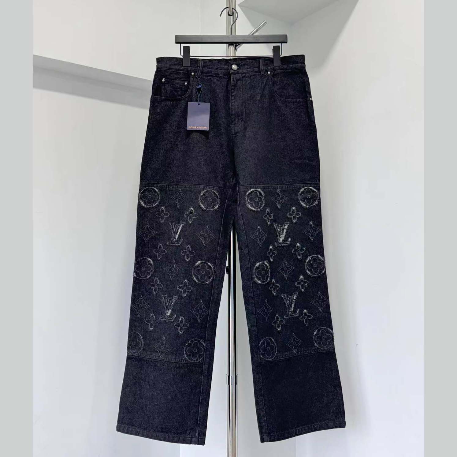 Louis Vuitton Monogram Destroy Denim Pants - DesignerGu